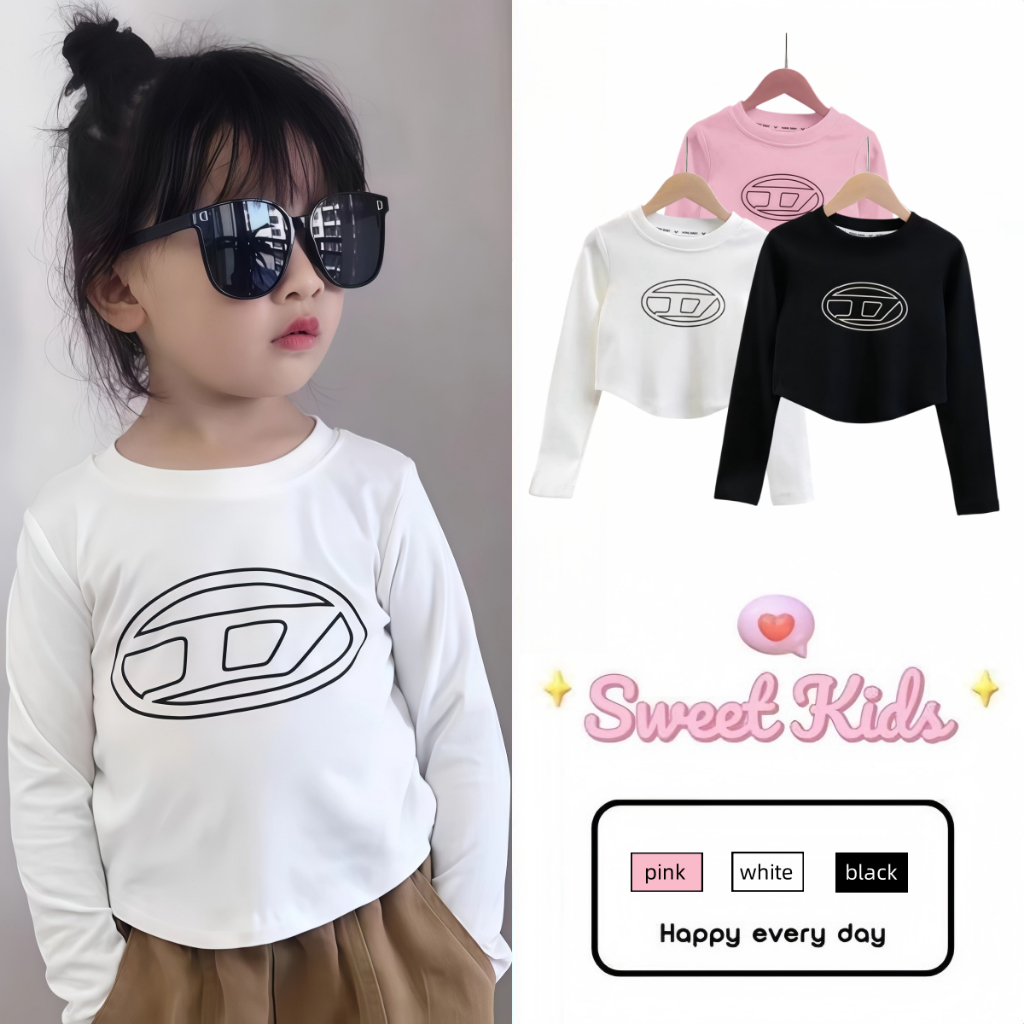 SweetKids พร้อมส่งจากกทม🌸เสื้อแขนยาวเด็ก🍓เสื้อยืดสาวใหม่ ทรงสลิมฟิต แขนยาว เสื้อผ้าแฟชั่นลําลองสไตล์เกาหลี นุ่มสบาย