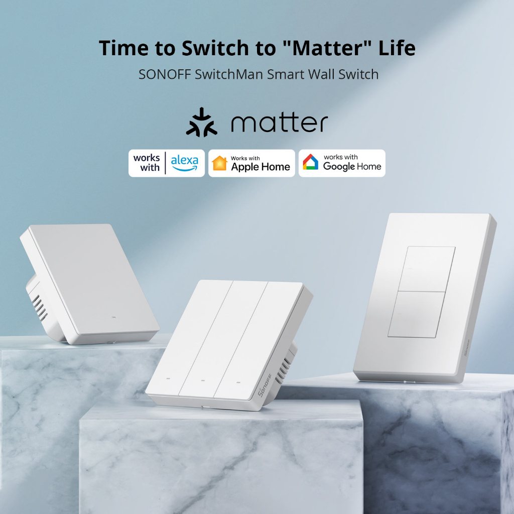 Sonoff M5 Matter 80/86 สีขาว SwitchMan สวิตช์ผนังอัจฉริยะ M5 Matter ปุ่มกดกลตัวควบคุมบ้านอัจฉริยะทํางานร่วมกับ Alexa Google Assistant
