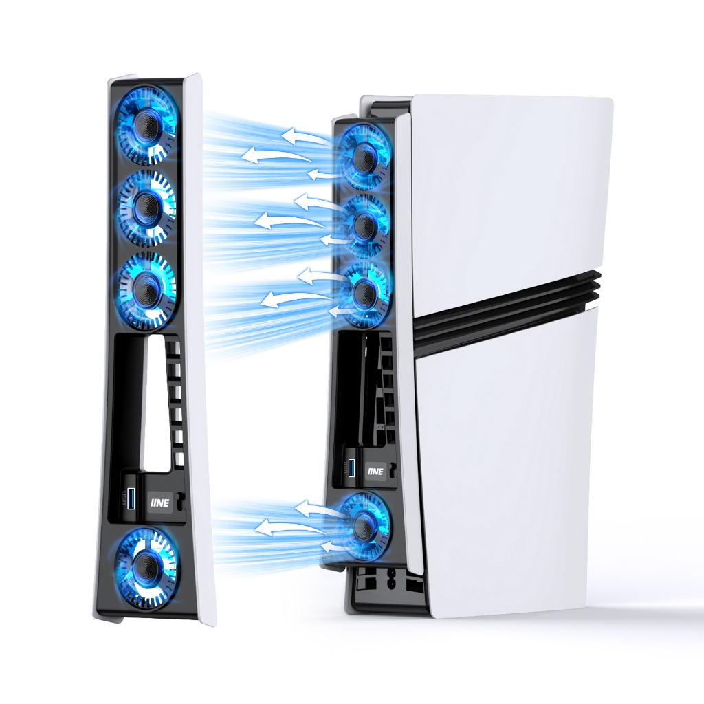 พัดลมระบายความร้อน IINE สําหรับ PS5 Pro Disc & Digital / พัดลม 2 สปีด & ระบบควบคุมอัตโนมัติ & Smart Cooling--L1108