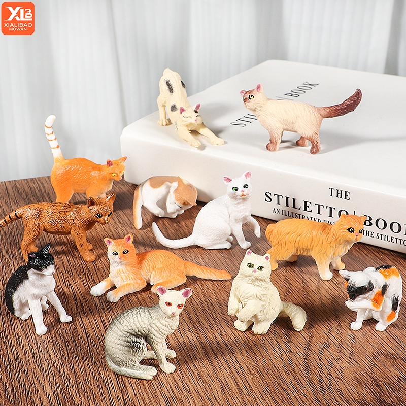 12ชิ้นสมจริงแมวมินิตุ๊กตา,การศึกษาแมวตัวเลขชุดของเล่น,ลูกแมวอีสเตอร์ไข่เค้ก ที บน คริสต์มาสของขวัญวันเกิดสําหรับเด็กชายหญิงเด