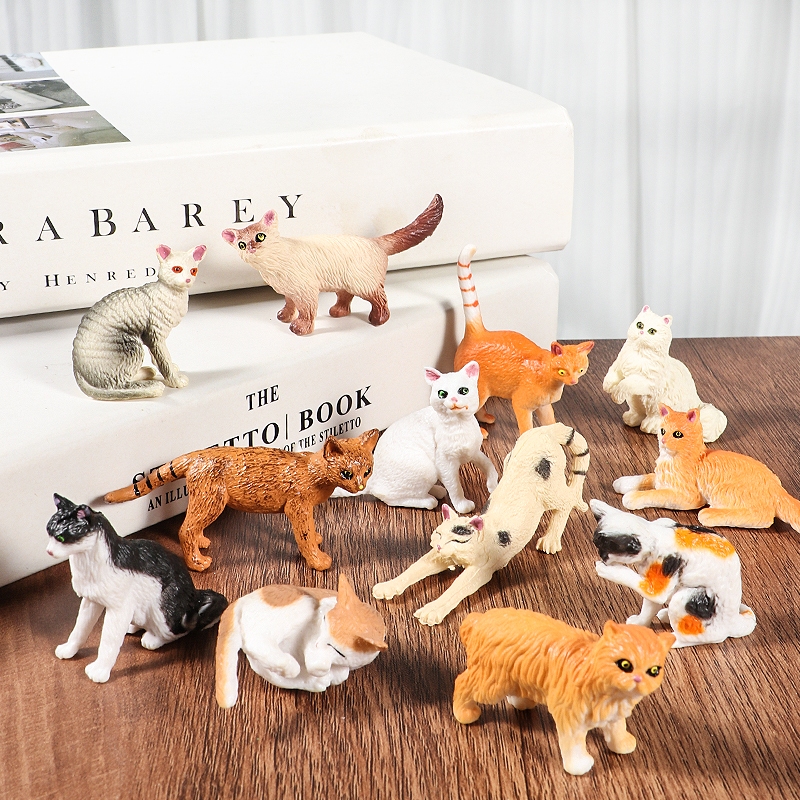 12ชิ้นสมจริงแมวมินิตุ๊กตา,การศึกษาแมวตัวเลขชุดของเล่น,ลูกแมวอีสเตอร์ไข่แมวเค้ก ที บน คริสต์มาสของขวัญวันเกิดสําหรับเด็กชายหญิงเด