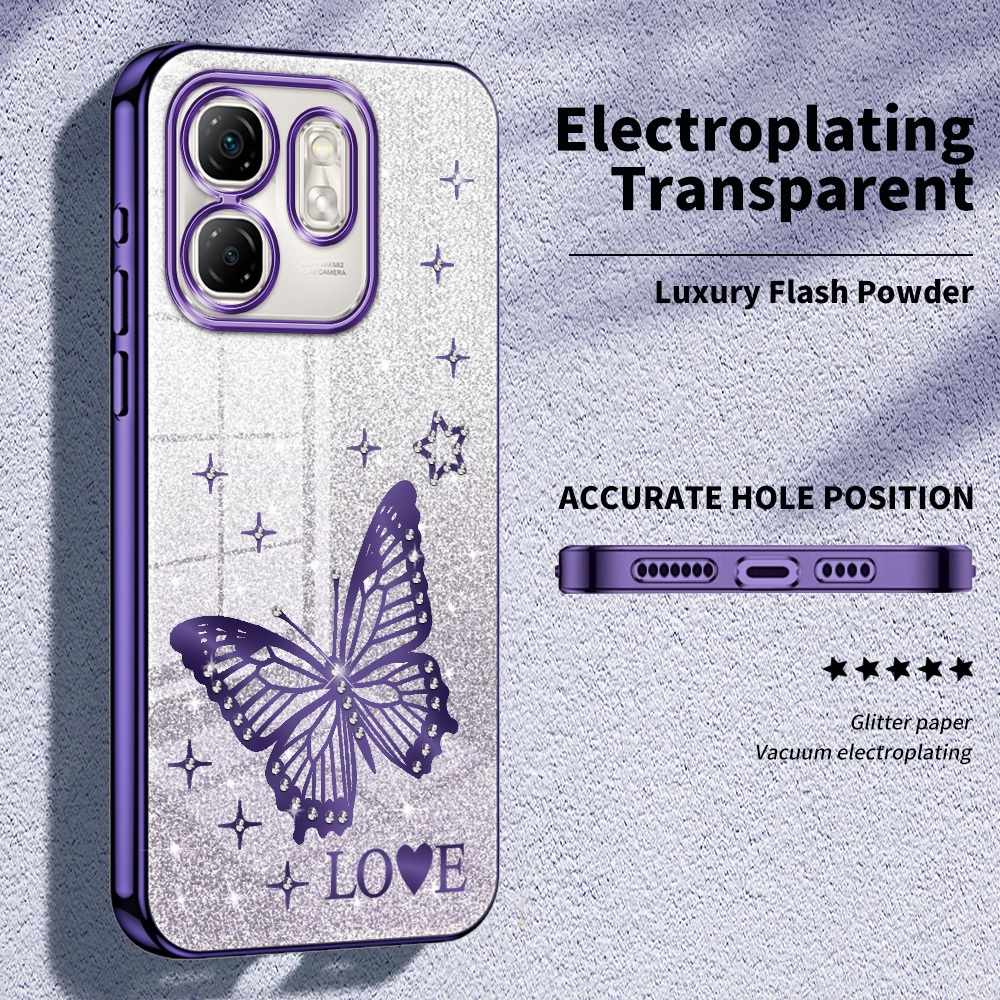 สําหรับ Infinix Hot 50i X6531 X6531B กรณีหรูหราประกายคริสตัล Electroplated นุ่มเคสโทรศัพท์