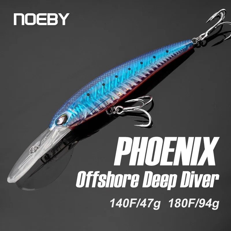 Noeby Trolling Minnow Fishing Lure 140 มม.47g 180 มม.94g เหยื่อประดิษฐ์ลอยหนากระดูกปลา Deep Diver Ocean Fishing Lure NBL9737