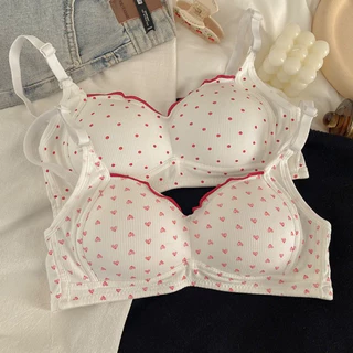 ✨จัดส่งทันที✨น่ารักBra บราที่ไม่มีโครง เหมาะสำหรับผู้หญิงหน้าอกเล็ก หัวใจน่ารัก ชุดชั้นในเสริมทรง