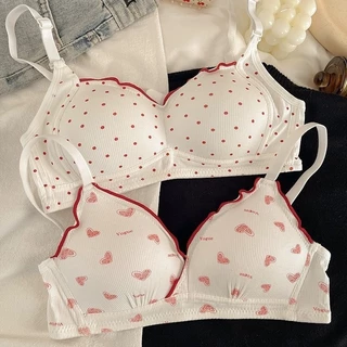 ✨จัดส่งทันที✨น่ารักBra บราที่ไม่มีโครง เหมาะสำหรับผู้หญิงหน้าอกเล็ก หัวใจน่ารัก ชุดชั้นในเสริมทรง