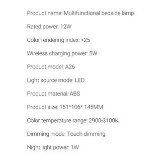 3Life โคมไฟหัวเตียงชาร์จไร้สาย 15W ชาร์จไร้สาย QI ปรับไฟ 3 ระดับ Wireless Charging Bedside Lamp โคมไฟห้องนอน