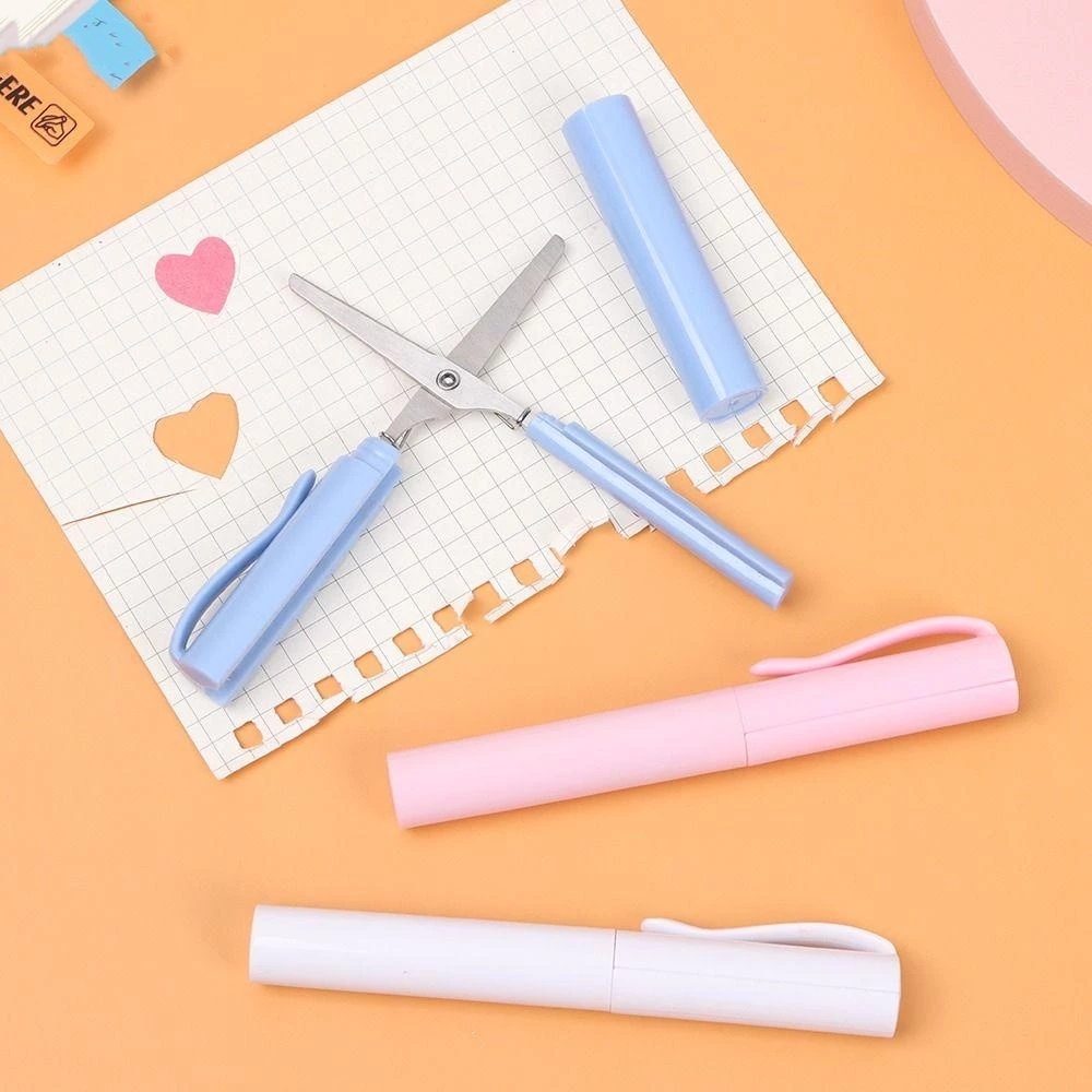 poppyjoy กรรไกรตัดกระดาษ แบบพับได้ 3 สี สําหรับนักเรียน สํานักงาน