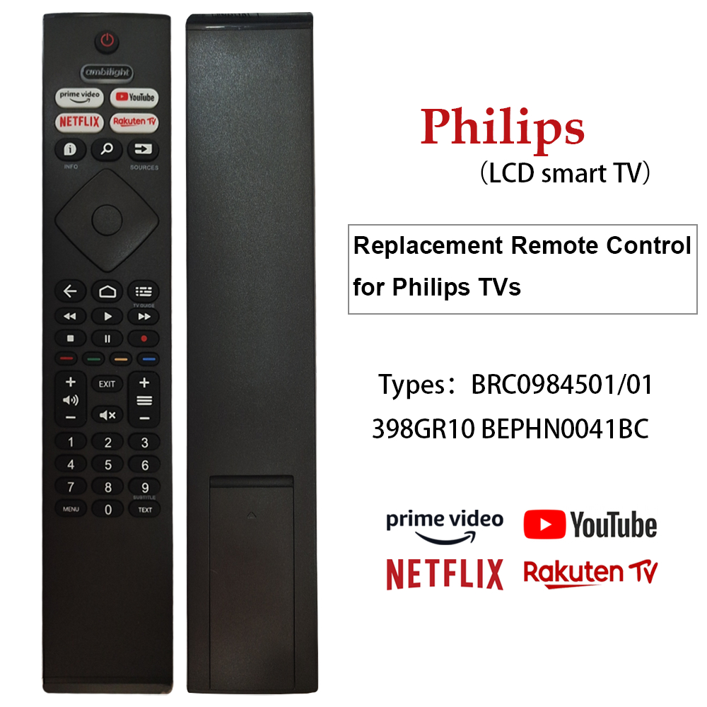 [ Nilank ] remote รีโมททีวี Philips LCD Smart TV รีโมท Prime video / YouTube/NETFLIX BRC0984501/01 /398GR10 Bephn0041bc