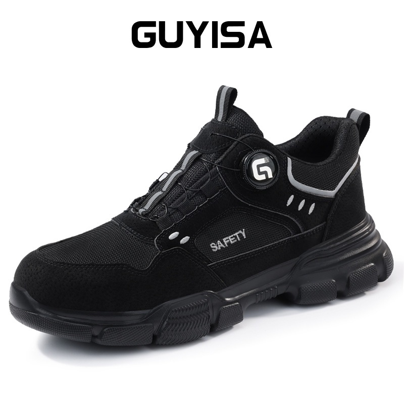 Guyisa รองเท้าเซฟตี้ผู้ชาย Anti smashing and Anti Trill Safety Shoes F155BK 37-46