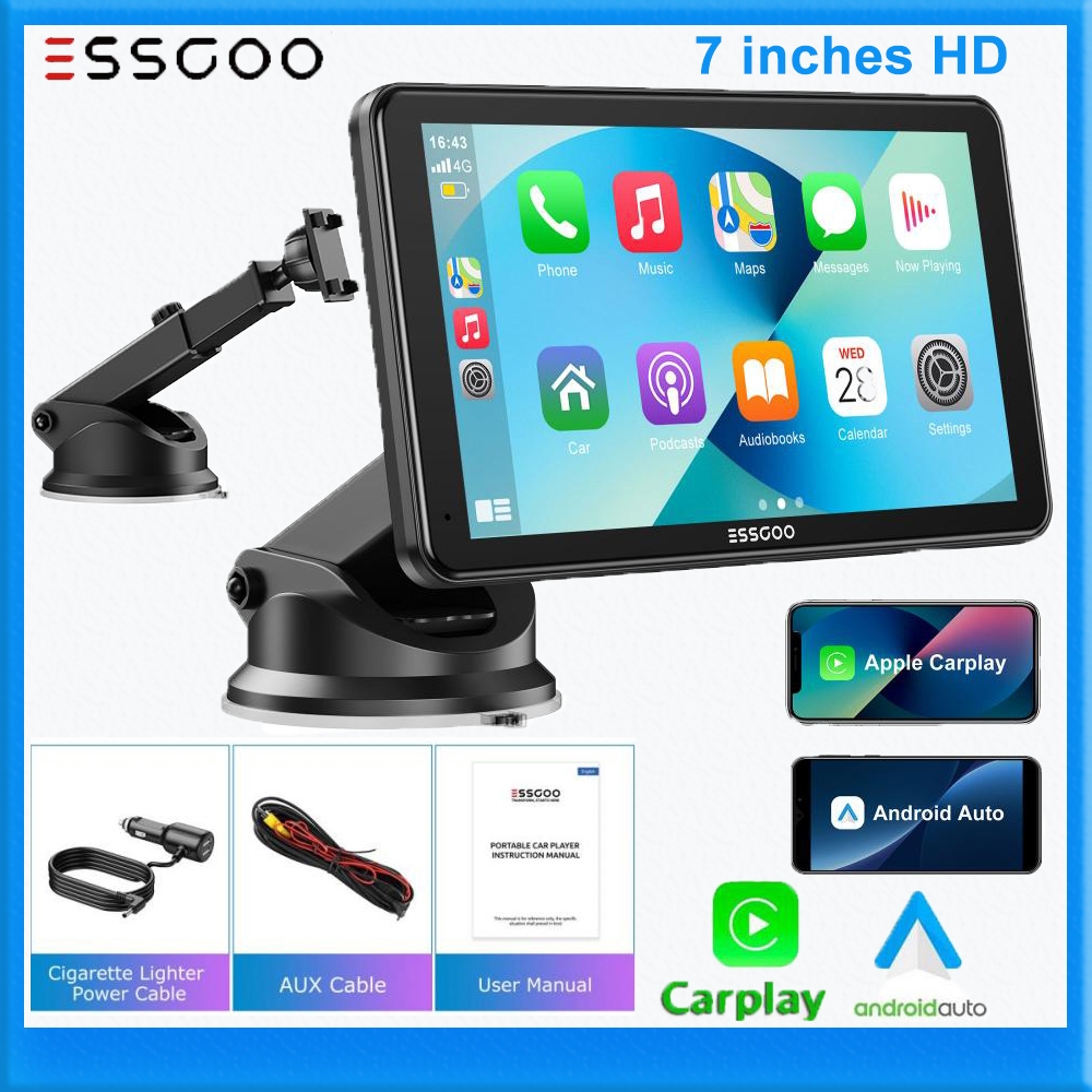 7 นิ้ว Android CarPlay แบบพกพา MP5 เครื่องเล่นมัลติมีเดียการเชื่อมต่อกระจก Android AUTO/Apple CarPlay หน้าจอ Mirroring รองรับ TF Card