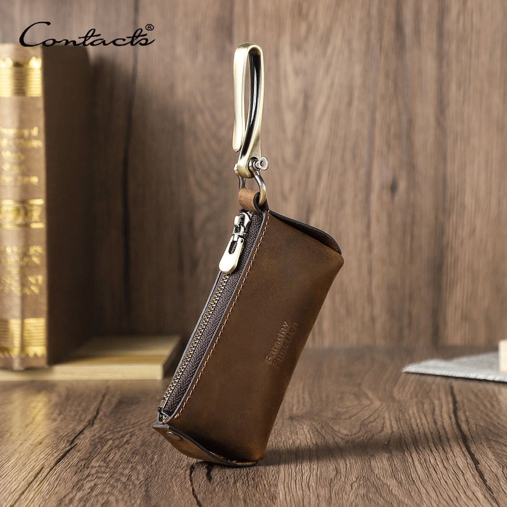 CONTACT'S กุญแจรถกระเป๋าฟาราเดย์ กระเป๋าฟาราเดย์ รถ RFID สัญญาณ Blocker Keyfob Protector ป้องกันการโจรกรรมกระเป๋ากุญแจรถ