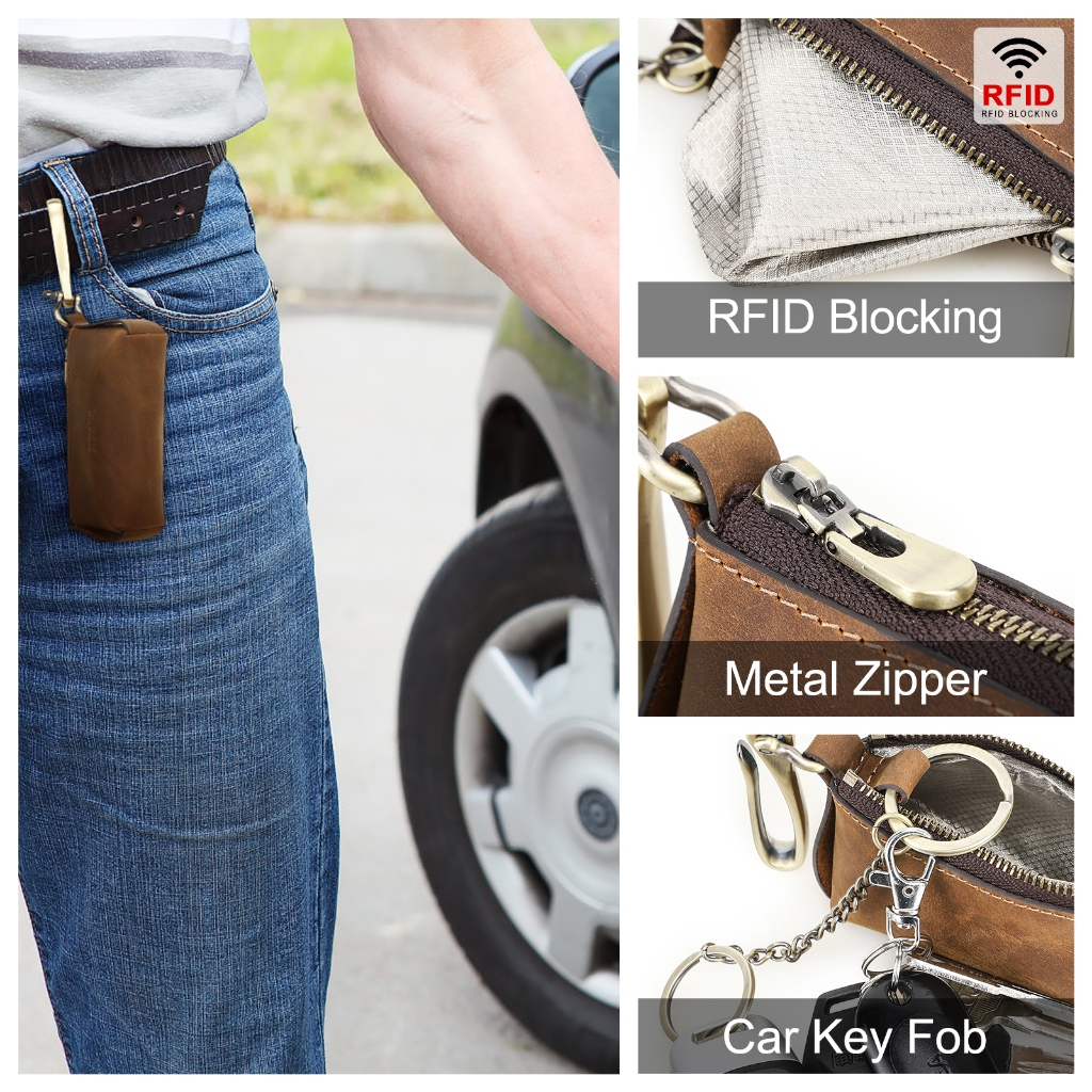 CONTACT'S กุญแจรถกระเป๋าฟาราเดย์ กระเป๋าฟาราเดย์ รถ RFID สัญญาณ Blocker Keyfob Protector ป้องกันการโจรกรรมกระเป๋ากุญแจรถ