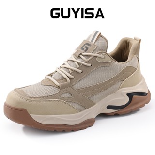 Guyisa รองเท้าเซฟตี้ผู้ชายป้องกันการกระแทกและรองเท้าป้องกันแ…