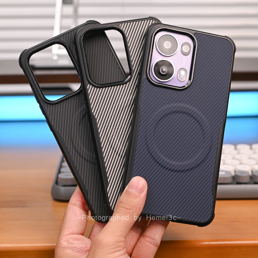 สําหรับ OPPO Reno 13 Pro 5G ปลอกคาร์บอนไฟเบอร์รูปแบบหนังแม่เหล็ก Hard เคสโทรศัพท์