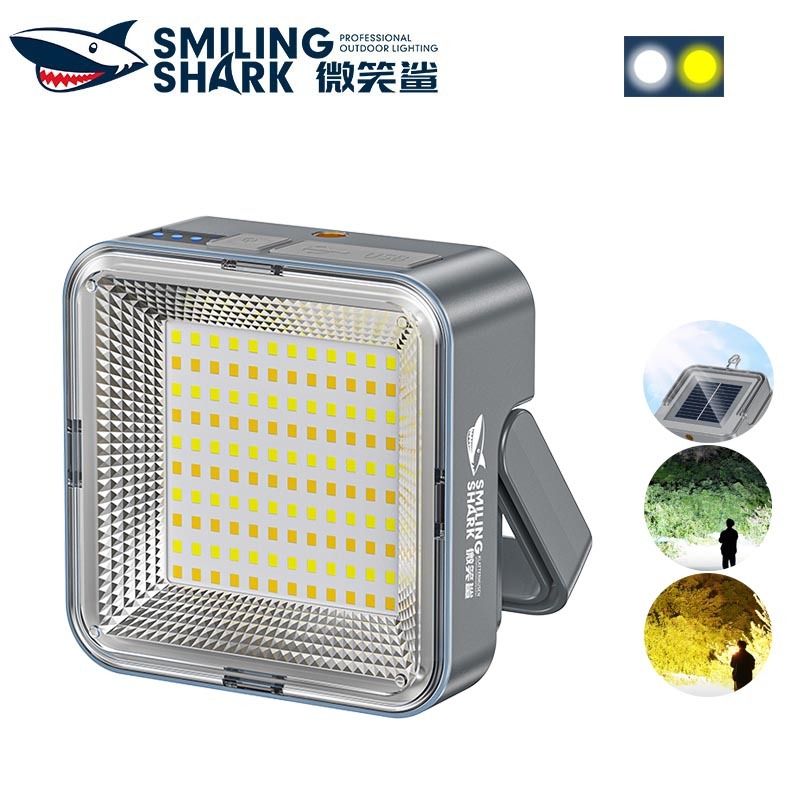 SmilingShark LY8281 ไฟฉาย led พลังงานแสงอาทิตย์ แม่เหล็ก คบเพลิง ซุปเปอร์ไบรท์ ซัง ขาว/เหลือง ไฟแคมป์ปิ้ง 3โหมด Type-C ชาร์จใหม่ได้ แขวน กันน้ำสำหรับงานเดินป่าตั้งแคมป์