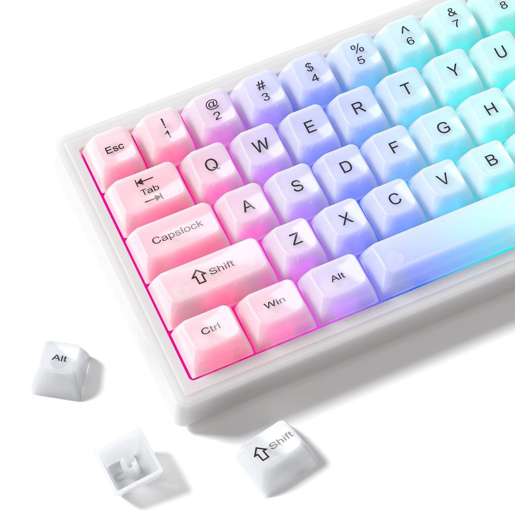 115 คีย์ MDA Profile Frosted Matte White Keycaps PC Double Shot Key Caps Set