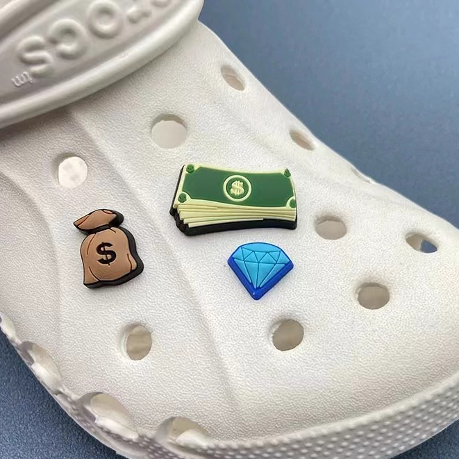 รองเท้าแตะแฟชั่น อุปกรณ์เสริม, Crocs Jibbitz Charms, jibbitz Set, อุปกรณ์รองเท้า เพชรข้อความดอกไม้บิลเลียด
