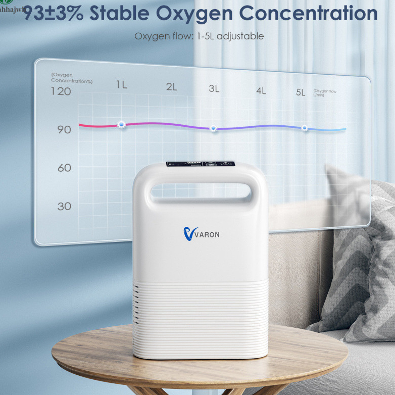 Ag VARON 0.8L Pulse Flow Portable Oxygen Concentrator 93 ± 3% ความเข้มข้นสูง 1-5L/Min Oxygen Flow Ra