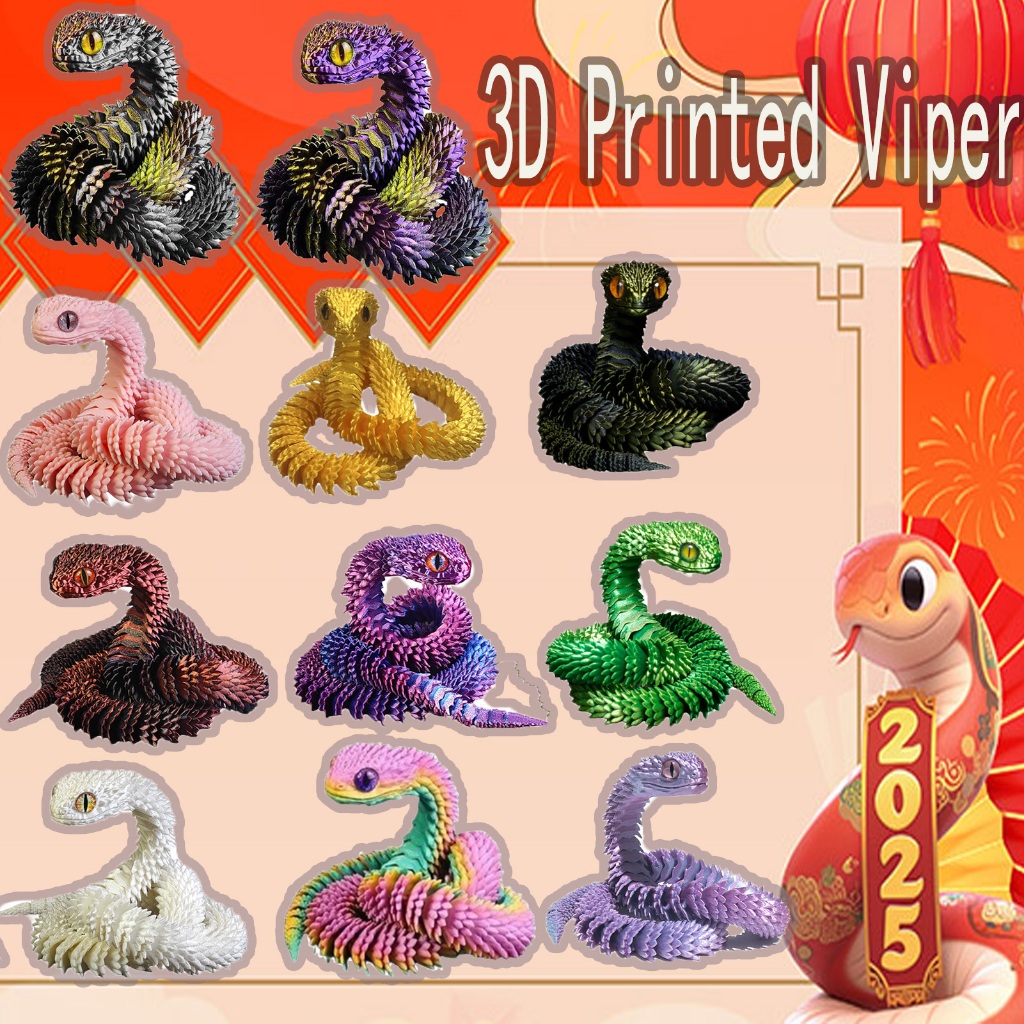 3D ของเล่นโมเดลตกแต่งเดสก์ท็อปแบบเคลื่อนย้ายได้พร้อมข้อต่อเต็มรูปแบบพิมพ์ลาย Viper ที่ทำด้วยมือ