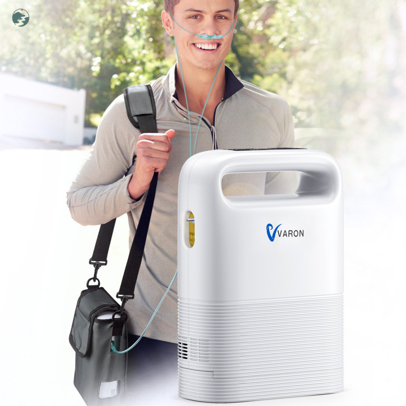Th VARON 0.8L Pulse Flow Portable Oxygen Concentrator 93 ± 3% ความเข้มข้นสูง 1-5L/Min Oxygen Flow Ra