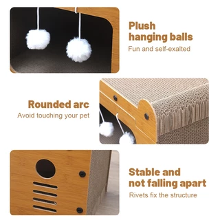 FOLOPETS ไม้ Cat Nest Cat Scratcher Board แบบบูรณาการ Spacious วิลล่าแมวขนาดใหญ่พิเศษสามารถซ้อนรอยขีดข่วน