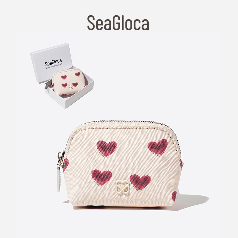 Seagloca กระเป๋าใส่เหรียญหัวใจวันวาเลนไทน์แบบกําหนดเองพิเศษกระเป๋าสตางค์ขนาดกะทัดรัดโรแมนติกพร้อมกล่องสําหรับผู้หญิงไม่มี 04