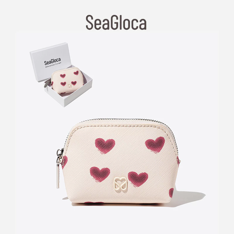 Seagloca กระเป๋าใส่เหรียญหัวใจวันวาเลนไทน์แบบกําหนดเองพิเศษกระเป๋าสตางค์ขนาดกะทัดรัดโรแมนติกพร้อมกล่องสําหรับผู้หญิงไม่มี 04