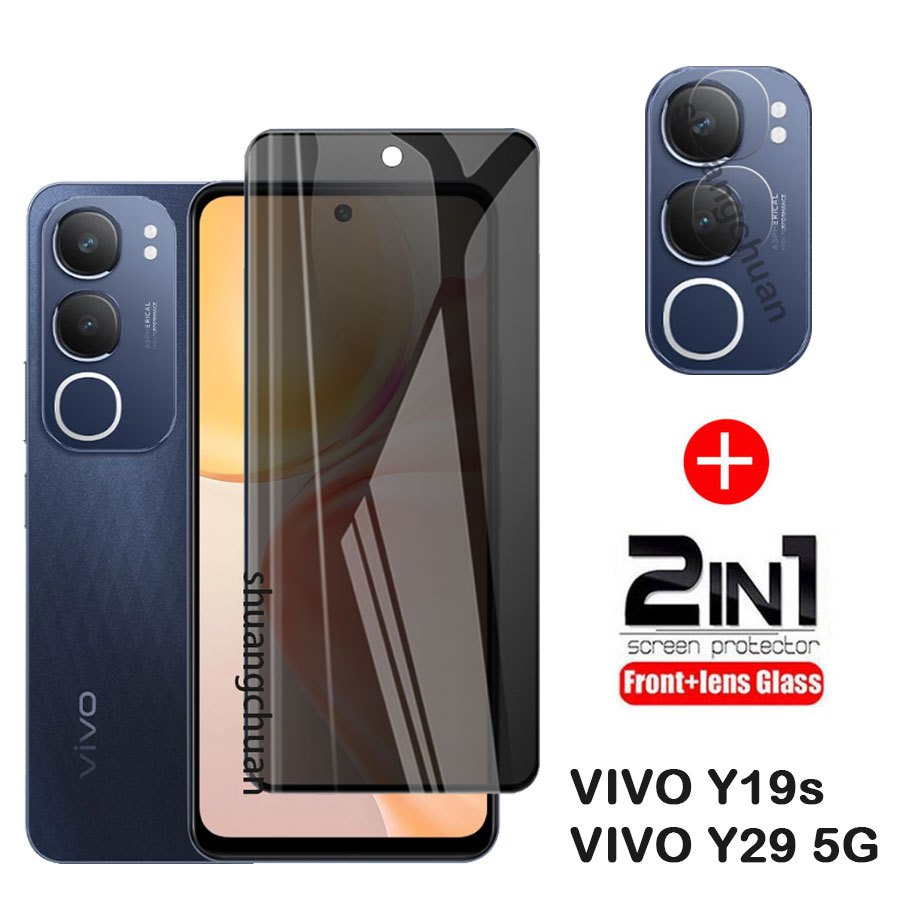 สําหรับ Vivo Y19s กระจกนิรภัย Vivo Y17S Y28 4G Y29 ป้องกันหน้าจอ + ฟิล์มเลนส์กล้อง Y19s ความเป็นส่วน