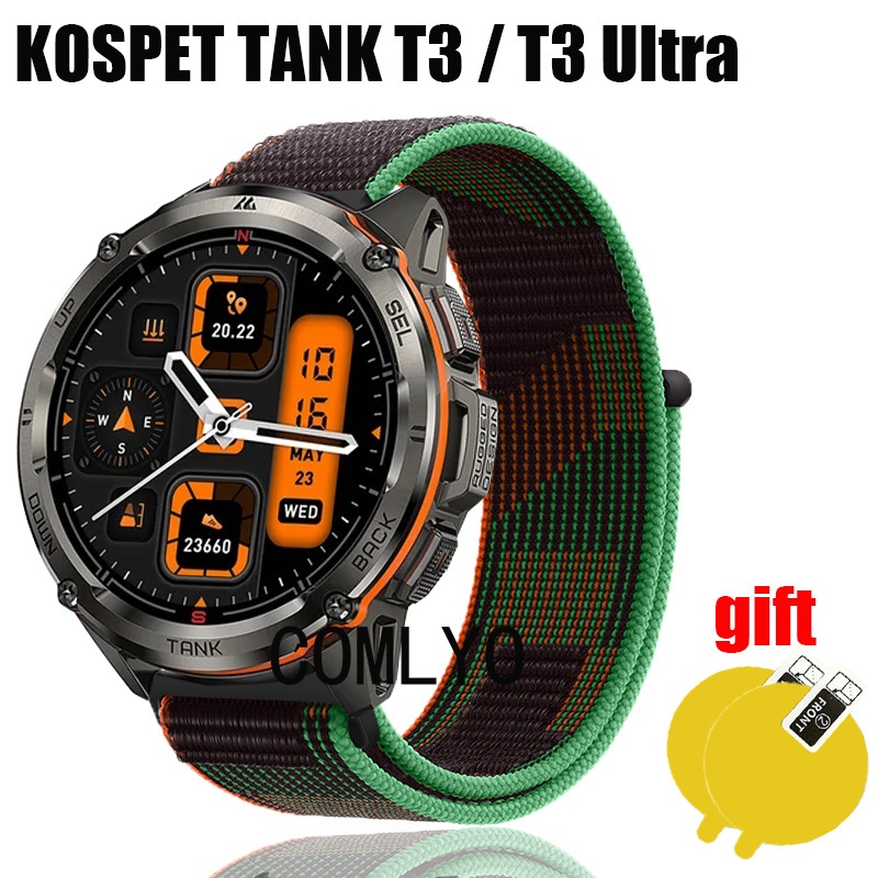 สําหรับ KOSPET TANK T3 / T3 Ultra สมาร์ทนาฬิกาไนลอน Loop Soft Band ผู้หญิงผู้ชายเข็มขัดป้องกันหน้าจอ