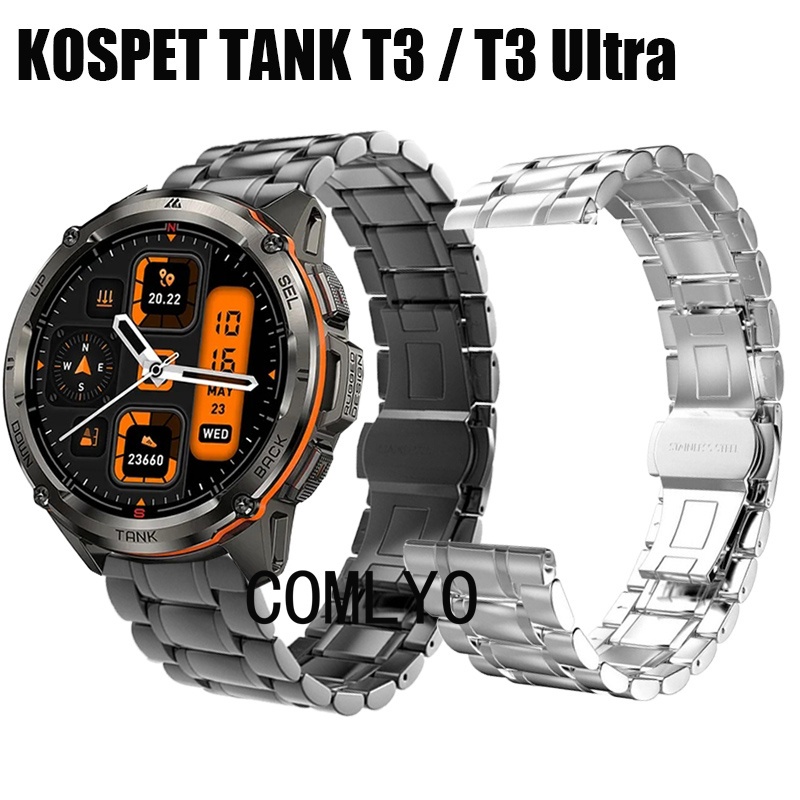 สําหรับ KOSPET TANK T3 Ultra 2 / T3 สมาร์ทสายนาฬิกาสแตนเลสโลหะเข็มขัดผู้ชาย