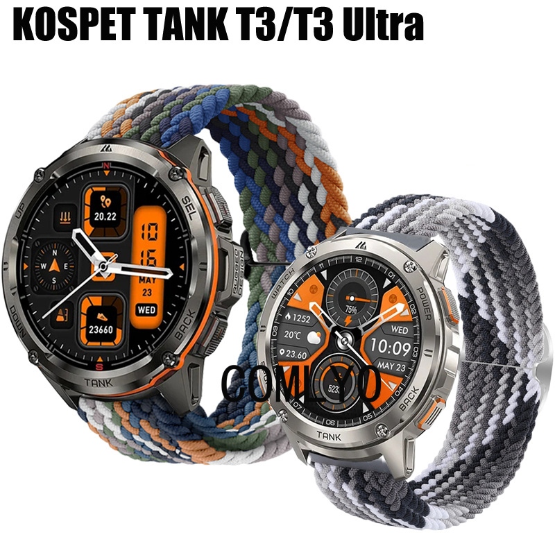 สําหรับ KOSPET TANK T3 Ultra 2 / T3 สายสมาร์ทนาฬิกาไนลอนความยืดหยุ่น Soft Band ผู้หญิงผู้ชายกีฬาเข็ม