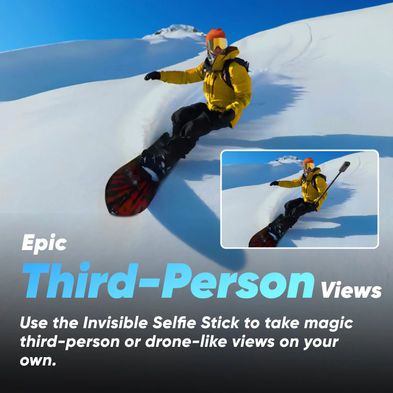 Insta360 X3 - กล้องแอคชั่นแคมเมรากันน้ํา 360 พร้อมเซนเซอร์ขนาด 1/2" 48MP, 5.7K 360 Active HDR Video, ภาพ 72MP 360, เลนส์เดี่ยว 4K, 60fps Me Mode, หน้าจอสัมผัส, หน้าจอสัมผัส, 2.29" thumbnail 6
