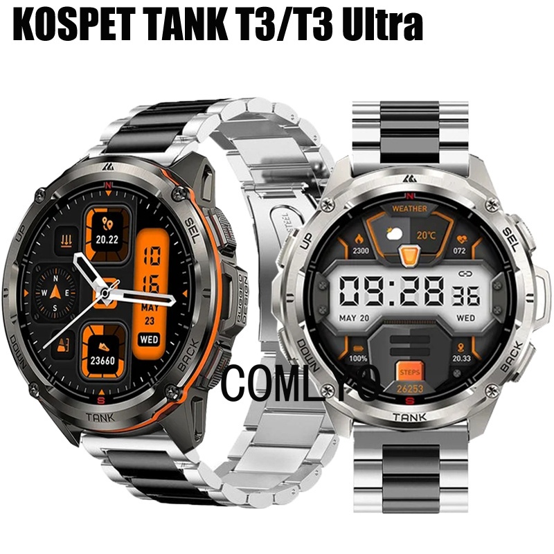สําหรับ KOSPET TANK T3 Ultra 2 / T3 สมาร์ทนาฬิกาสแตนเลสโลหะเข็มขัดผู้ชาย 22 มม.