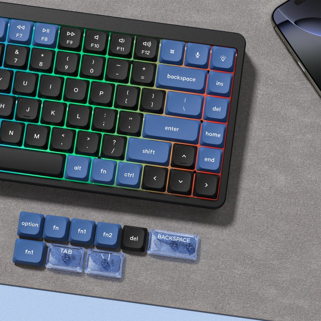 138 คีย์ PBT + PC Low Profile V3 Skyline Deep Sea Blue Keycaps ชุด, ไม่มี Shine ผ่าน Double Shot Key