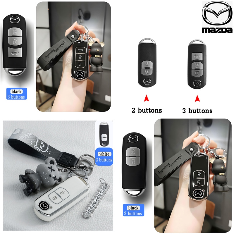 Mazda กุญแจรถ Mazda 2 ฝาครอบกุญแจสําหรับ Mazda 2/3/CX-3/CX-5/Skyactiv เคสกุญแจรีโมท