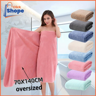 CLICK SHOPE Adult Large Microfiber Bath Towel, Japanese Style, Soft Coral Fleece, Absorbent, Fast-Drying Travel Towel