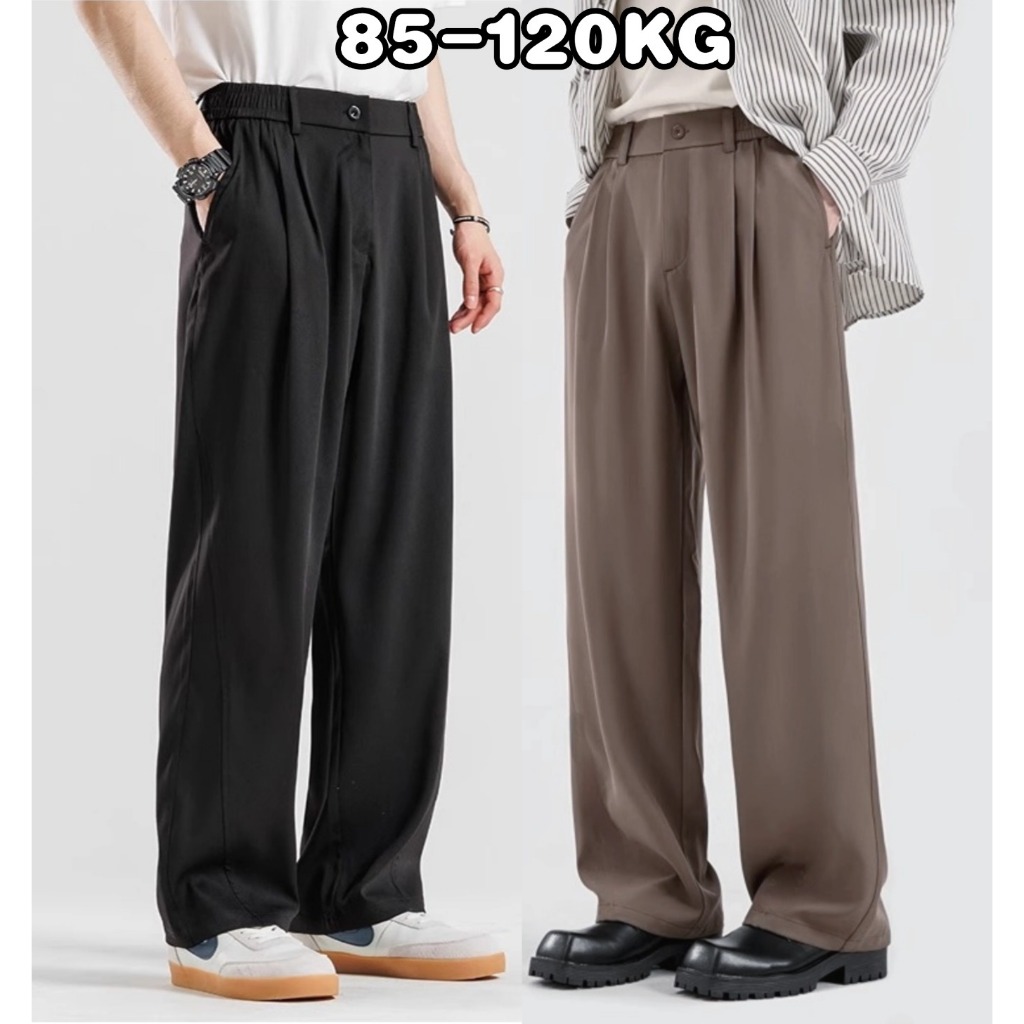 🔥85-120kg🔥 กางเกงสูท กางเกงคนอ้วน ผ้าดีคัตติ่งเนียบ ใส่สบาย ผ้านิ่มนุ่ม เบา เอวสม็อค ไม่ต้องรีด