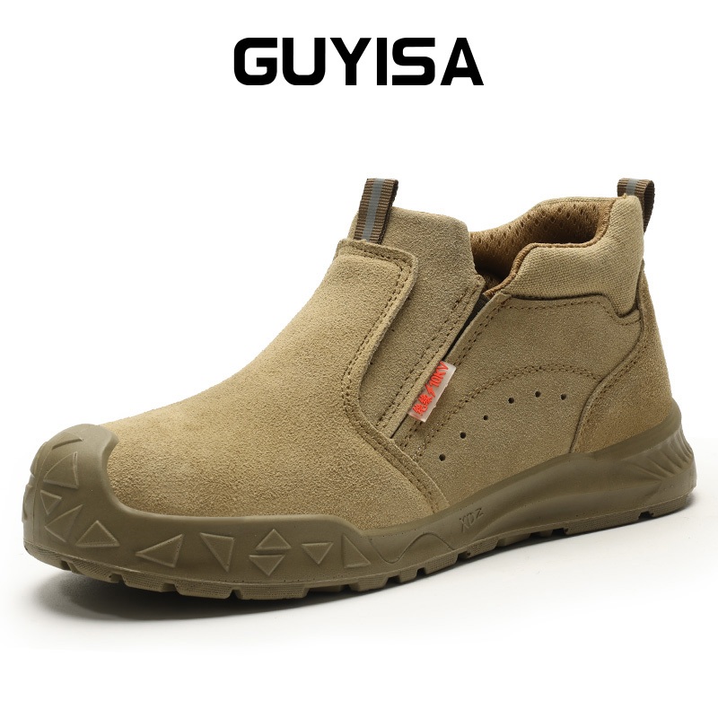 Guyisa ผู้ชายช่างเชื่อมพลาสติกหมวกรองเท้าดอกไม้ทนไฟระบายอากาศ F108KV 39-44