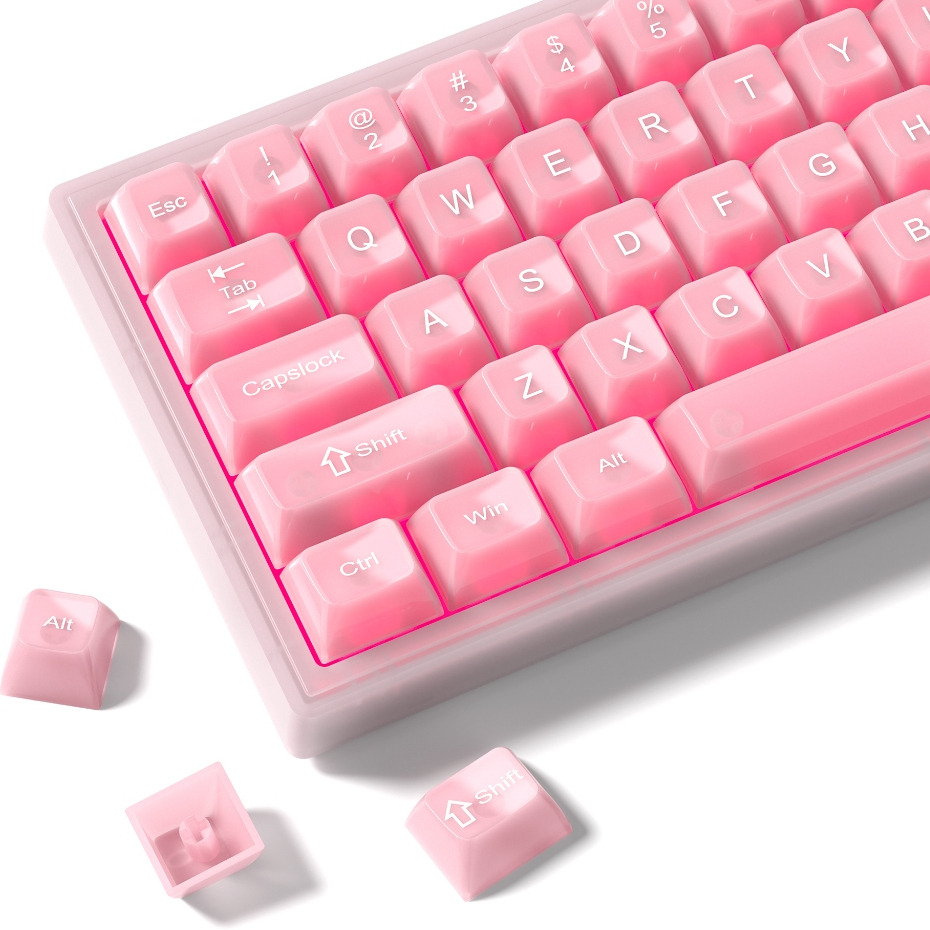Womier Frosted Pink Translucent Keycaps MDA Profile 115 คีย์ชุดหมวก