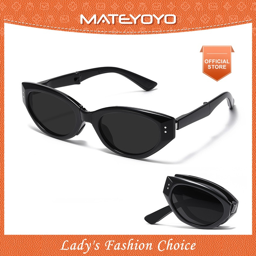 Mateyoyo ผู้หญิงs แว่นตากันแดดแบบพับได้ Retro Cat s Eye แว่นตากันแดดกรอบแคบแฟชั่นฤดูร้อนแว่นตากันแดด UV400 ป้องกันแว่นตากันแดดโพลาไรซ์