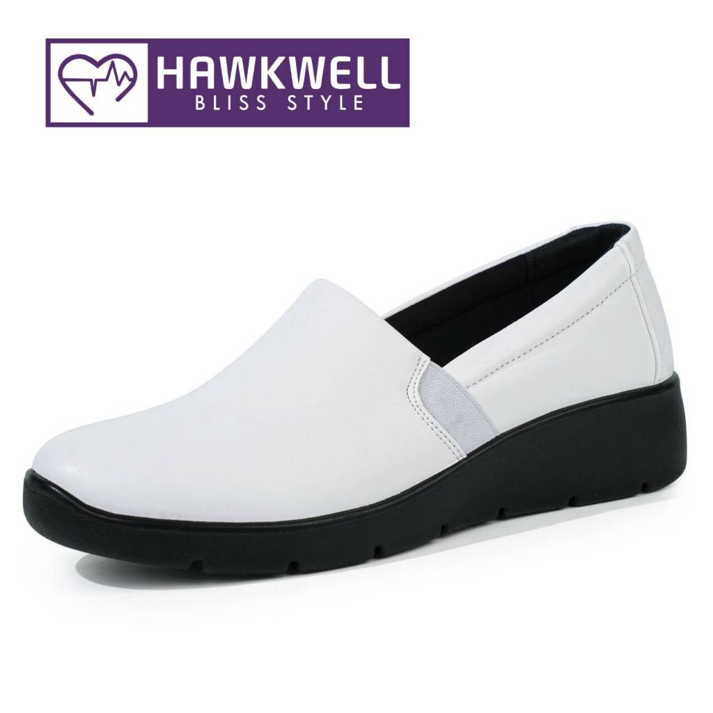 Hawkwell Womens Slip On Nurse Shoes รองเท้าทํางาน สีขาว/ดํา-6921