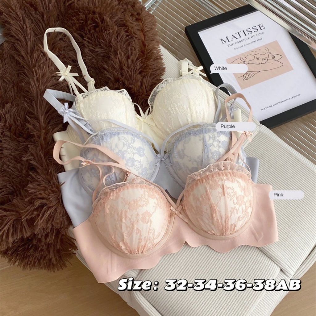 Yomi_girl💞บราปลอดโครงเหล็ก เซ็กซี่ ดีไซน์ลูกไม้ สายคล้องไหล่ปรับได้ เหมาะสำหรับผู้หญิง แผ่นฟองน้ำนุ่