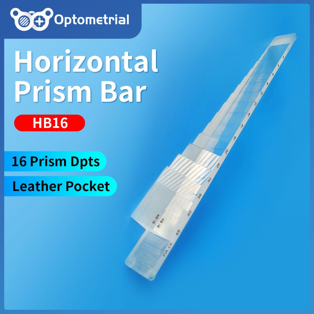 Hb16 คุณภาพ Ophthalmic แนวนอน Prism Bar 16 Diopters Strabism Tester กระเป๋าหนังบรรจุ