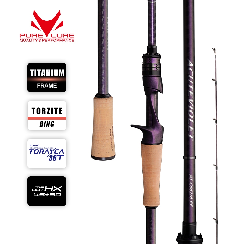 PURELURE ACUTEVIOLET ຄັນປັກສຳລັບເບທ TZ Titanium 6FT ສຳລັບ Spinning & Casting (Bass Pike Catfish)