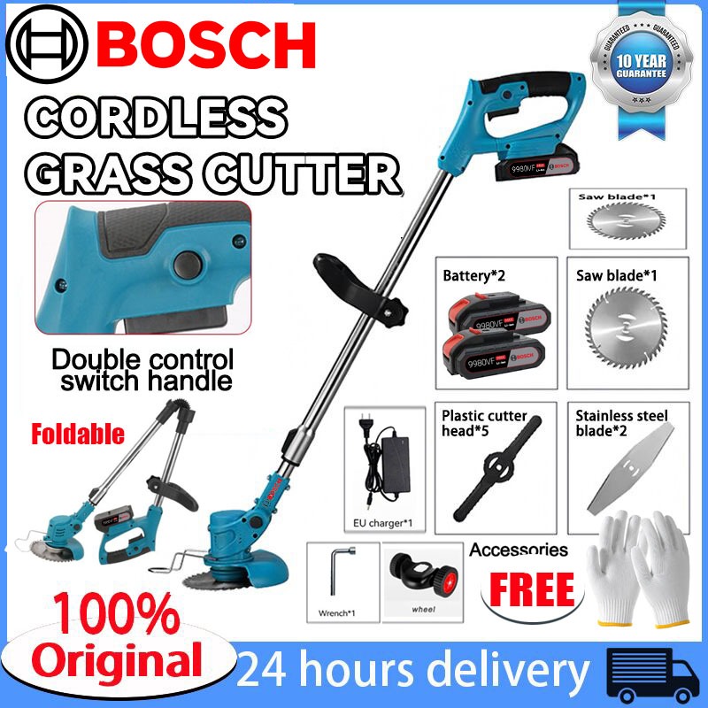 จัดส่ง 24 ชั่วโมงGermany Bosch พับไร้สาย Pemotonong Rumput 18000R เครื่องตัดหญ้า 9980VF กรรไกรตัดแต่