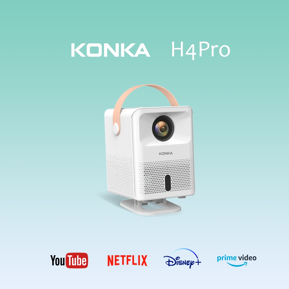 KONKA H4pro โปรเจคเตอร์ พกพา ต่อมือถือ mini projector 1080P แบบพกพา โปรเจ็กเตอร์ขนาดเล็ก YouTube Netflix Google Play