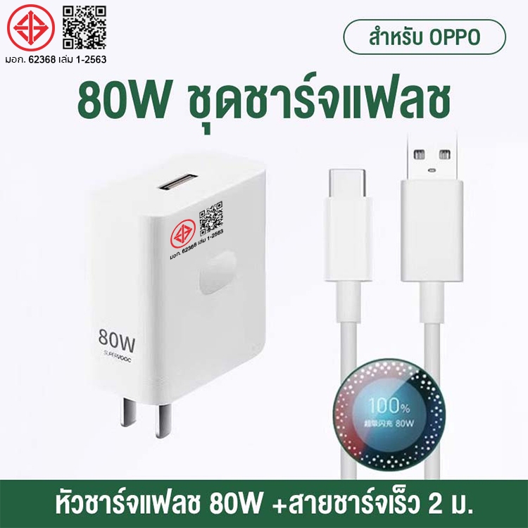 ชุดชาร์จออปโป้ ชุดชาร์จ OPO 80W ชาร์จเร็ว SUPEVOOC หัวชาร์จ สายชาร์จ OPO Type-C ซีรี่ส์