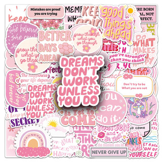 Ins style 50 Piece Inspirational English Slogan Pink Stickers Waterproof DIY For Phones Laptop Car Sticker Creative Home Decal