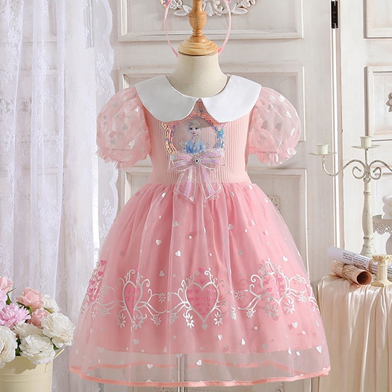 สาวแต่งตัวเด็กแช่แข็งชุดเอลซาเจ้าหญิงกระโปรงผ้าฝ้ายเด็กพรรคชุดทารกแฟชั่น - รูปที่ 3