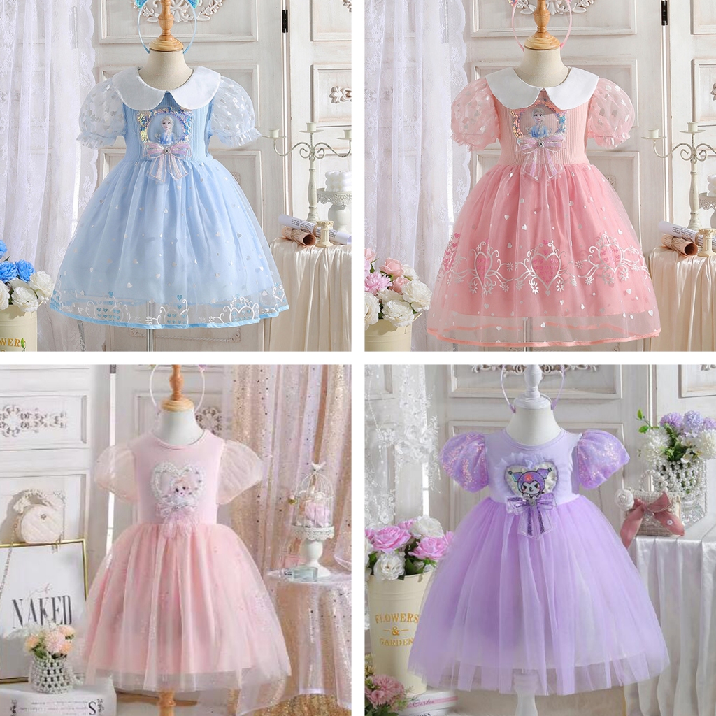 สาวแต่งตัวเด็กแช่แข็งชุดเอลซาเจ้าหญิงกระโปรงผ้าฝ้ายเด็กพรรคชุดทารกแฟชั่น